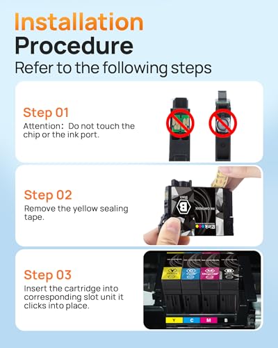 Image of Remanufactured Replacement for 222XL Ink Cartridges Combo Pack Replacement for Epson 222 Ink Cartridges High Yield for Epson Workforce WF-2960 Expression XP-5200 Printer (4 Pack BCMY)
