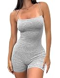 HOCILLE Women's Sexy Unitard Bodysuit Bodycon Rompers One Piece Spaghetti Strap Shorts Jumpsuits, Sm