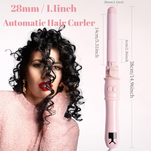 Uotjcnr UOTJCNR-3 2024 Newest 28Mm/1.1 Inch Automatic Curling Wand Rotating Curling Iron For Long Short Hair, Automatic Hair Curler With Led Display, Professional Hair Waver Hair Styling Irons Fast Heating Wand thumb #1