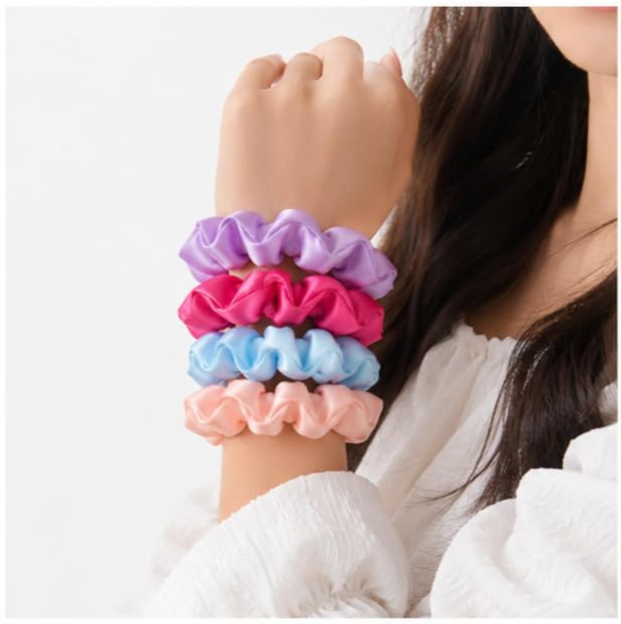Satin Hair Bow Bands and Scrunchies Set, 8 Pieces