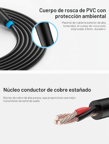 Miniatura 3 de Vention 6,35 Mm A 6,35 Mm Estéreo Cable 3m, 1 4 Trs Chapado En Oro Jack Macho A Macho Cable Para Guitarra, Amplificador, Piano, Eléctrico Bajo