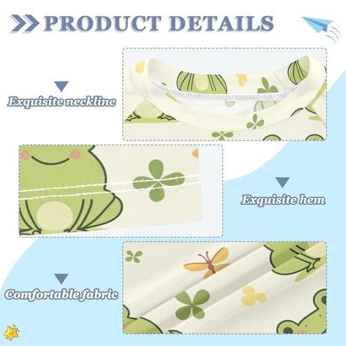 Cute Frog Pattern Bathing Suit Kids UV Protection Workout Shirts Swimwear Beach Tops 3T3