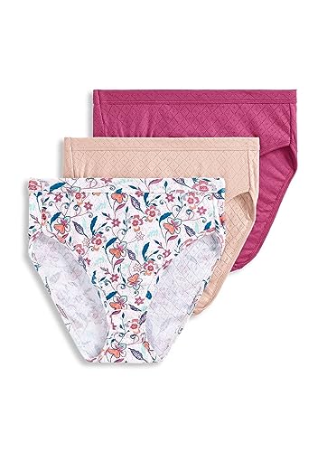 Image of Jockey Women's Underwear Elance Breathe French Cut - 3 Pack, Soft Rose /Bohemian Meadow Aqua Rose Print /Coral Mist, 11