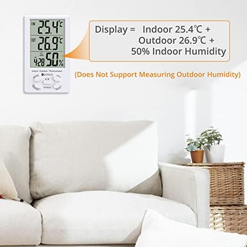 Neoteck Thermometer Hygrometer LCD Digital Indoor Outdoor Hygrometer Humidity Thermometer Temperature Meter Min/Max Value 1.5m Sensor Wire for the Management of Air Conditioning Office Hotel Room