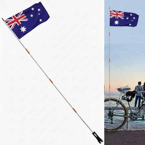 National Bicycle Flags with Pole Countries Bike Safety Flag Replacement Pennant Strip for Outdoor Cycling Riding (Australia)