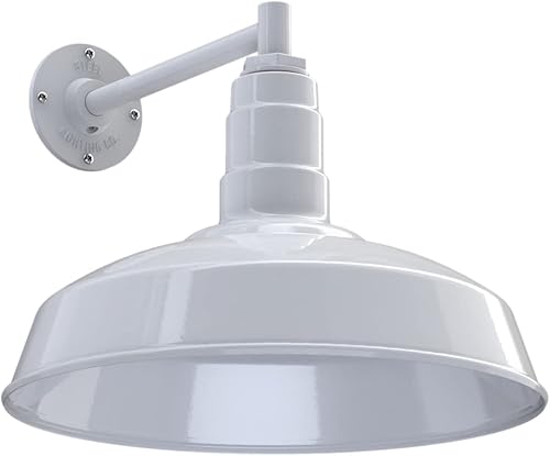 Miniatura 69 de Steel Lighting Co. Gardena - Luz de granero Montaje en pared al aire libre Cúpula de 16 pulgadas Cuello de cisne de 23 pulgadas Luz