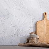 Adolif Carrara Marble Subway Tile, 100% Natural Marble, 3" x 12" Tile, Peel and Stick Tile, Self Adh