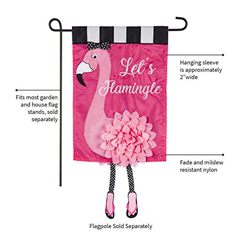 Evergreen Let's Flamingle Garden Applique Flag | Pink Flamingo | Double Sided | 12 X 18 Inches | Weather And Fade Resistant | Outdoor Décor For Homes And Gardens #TOP2