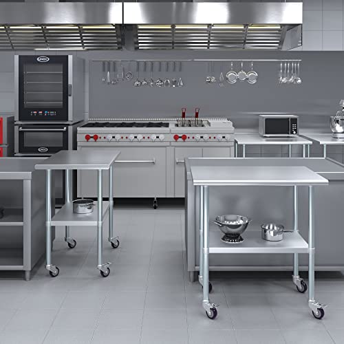 24" X 36" Amgood Stainless Steel Work Table With Wheels | Metal Mobile Table | Food Prep #TOP7