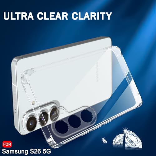 Image of TheGiftKart for Samsung S26 Case, Ultra Clear Soft Back Cover, Inbuilt Dust Plugs & Anti-Slip Grip, Total Camera Protection, Slim & Protective Galaxy S26 Back Cover (Silicone, Transparent)