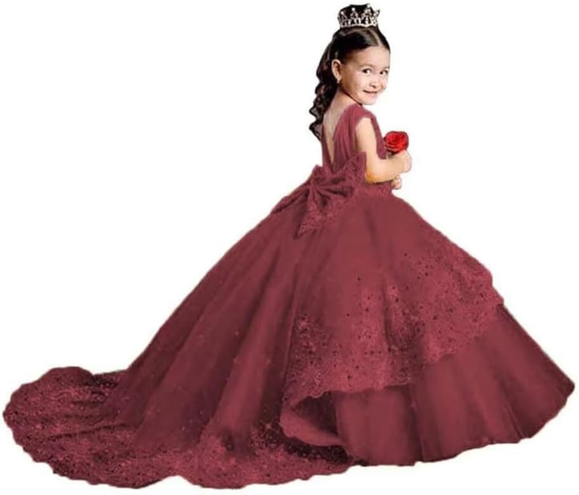 maroon dress birthday VTsiERY Flower Girl Dresses for Wedding Tulle Party Gown Toddlers Beaded Lace Princess Frock Burgundy Size 2 : Clothing, Shoes & Jewelry Recommended Size Back Center TUCKERNUCK Black Cape Leah Size:2 self fabric_jacquard