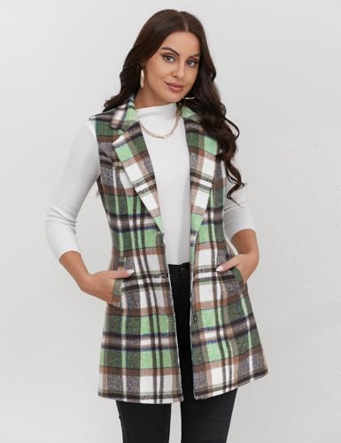Image of IDEALSANXUN Plaid Vest for Women Fall Winter Sleeveless Blazer Jackets