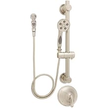 Speakman SM-7080-ADA-PBN Caspian Anystream Handheld Shower Head with Hose, Shower Valve, and ADA Adjustable Grab Bar Shower Combo, Brushed Nickel