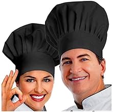 Lot de 2 chapeaux de chef réglables pour homme et femme (blanc)