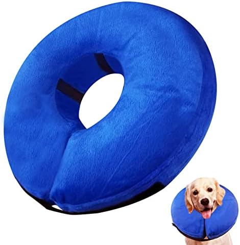Inflatable Dog Cone Collar (L Size), Soft Blow-up Protective Recovery Dog Collar, Pet Donut Cone Collar, Comfy Elizabethan Collar After Surgery for Medium Dog to Prevent from Biting & Scratching