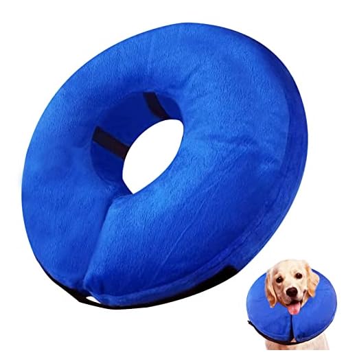Inflatable Dog Cone Collar (L Size), Soft Blow-up Protective Recovery Dog Collar, Pet Donut Cone Collar, Comfy Elizabethan Collar After Surgery for Medium Dog to Prevent from Biting & Scratching