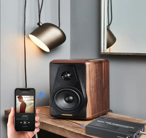 Tianle bluetooth 5.0 HiFi 3.5mmヘッドホンアンプ、ポータブルイヤホンアンプ、低音音量調整レシーバー、Bluetoothペア&3.5mmインターフェース対応