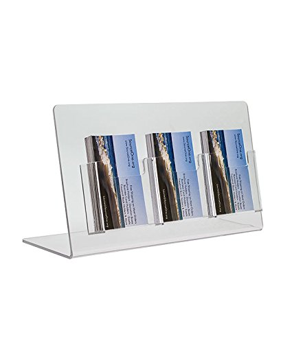 Source One Deluxe Pocket Vertical Clear Business Card Holder - Counter Top (1 Pack, 3 Pocket)