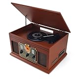  Chaine Stéréo Vintage Bois Ledwood - USB/BT/SD/FM/CD/Cassette/Vinyle 33-45 - 78 Tours