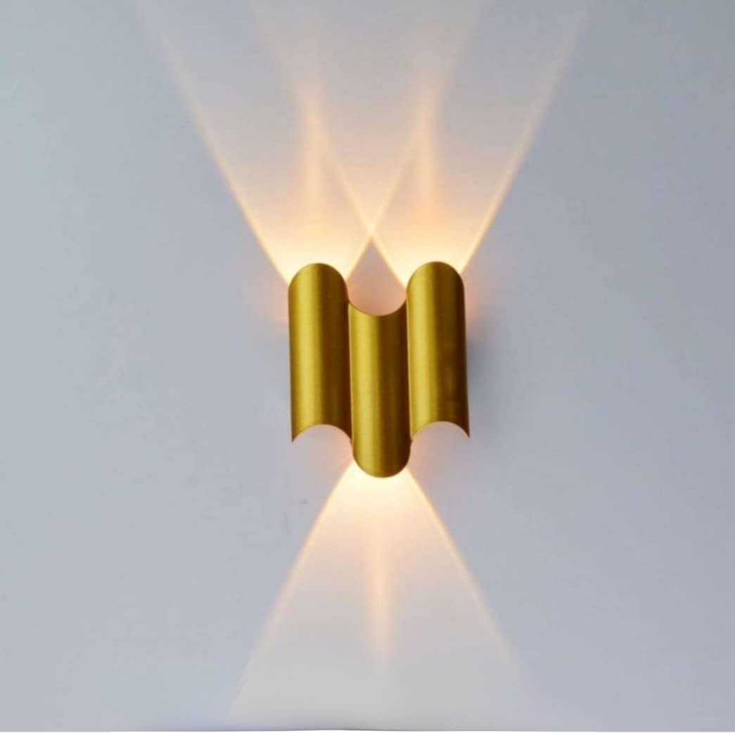 Aluminium Led Luxurious Indoor Up/Down Wall Light Warm White, Shockproof & Rustproof Alluminium Body (2Up 1 Down Gold)