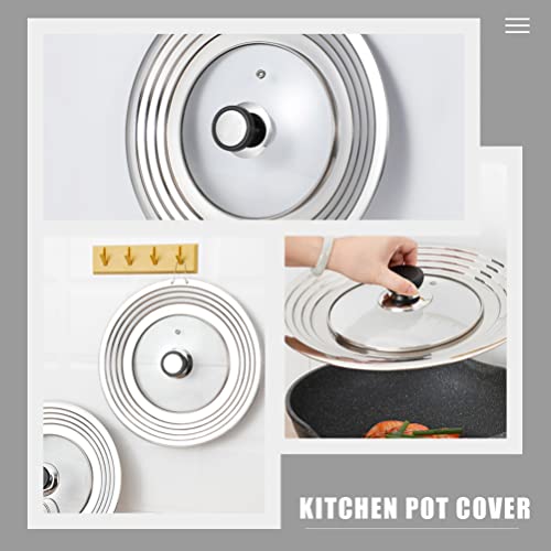 Cabilock Glass Cookware Stainless Steel Pot Lid: Universal Glass Pans Lid Cover 28Cm Tempered Glass Cooking Pot Frying Pan Skillets Lid Replacement Cookware Lids Fit 24-30Cm Glass Pot #TOP3