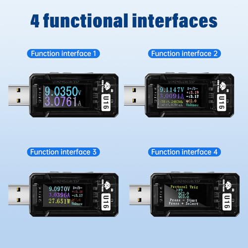 Image of USB Tester Power Meter, 4-25V 5A PD Tester Digital Multimeter, Voltage and Current Tester Meter Voltmeter, Power Bank Capacity USB Cable Charger Detector,Compatible with QC2.0 /3.0