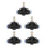 Pneumatisches Durchflussregelventil 6mm Push-In Drosselventil 5er Set Steckverbinder für Druckluft