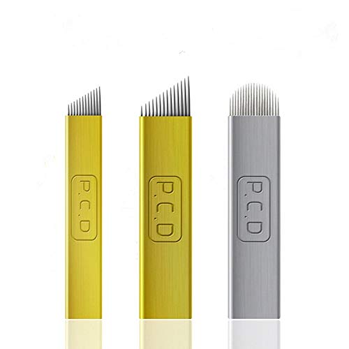 Microblading Needles - Yuelong 60pcs Assorted Permanent Makeup Manual Eyebrow Tattoo Needle Microblading Blades 12 14 19 PCD Needles for Microblading Supplies,Microblading Kits