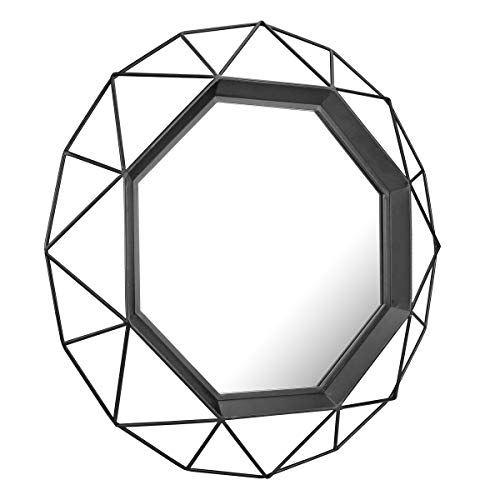 Stonebriar Decorative Black 28.3" Geometric Metal Wire Frame Hanging Wall Mirror with Mounting Brackets, Modern Decor for the Living Room, Bedroom, Bathroom, Hallway, and Entryway by Stonebriar - Image 2