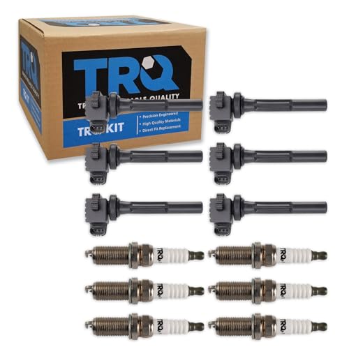 TRQ Ignition Coil and Spark Plug Kit 12 Piece Iridium Spark Plugs Compatible with 1998-1999 Honda Passport 1999 Acura SLX 1998-1999 Isuzu Amigo Rodeo Trooper 1999-2001 VehiCROSS