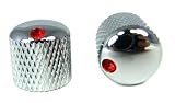 2er Pack Potentiometer Knäufe: dome-top gerändelt chrom mit Ruby Indikatoren ...