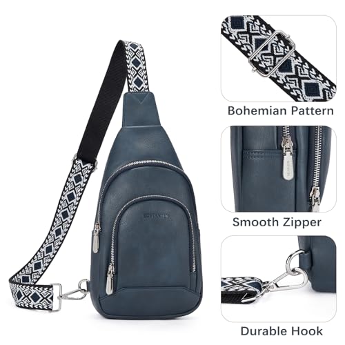 BOSTANTEN Sling Bag for Women Leather Crossbody Bag Vintage Cross Body Purse for Travel with Guitar Strap, Bohemian Style - Thumbnail 6