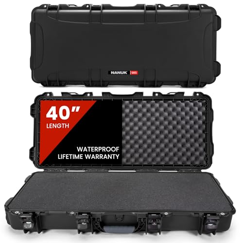NANUK 985 Hard Case 40 with Wheels & Customizable Foam Insert, IP67 Waterproof & Crushproof, Rugged Construction for Ultimate Protection, Made in North America Black (39.7 x 17.3 x 6.6 )