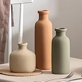 Ceramic Vase Set of 3 - Rustic Vases Set for Flower Centerpieces Pampas Grass - 3 Bud Vase for Decor...