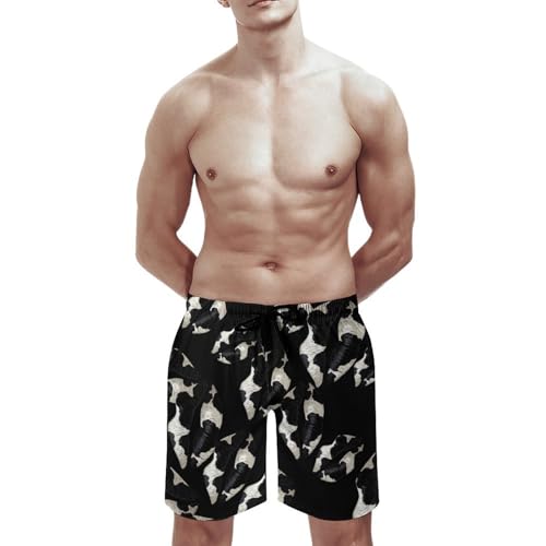 Black White Kiss Lips Men's Swim Trunks Quick Dry Board Shorts Hawaiian Beach Shorts With Pocket3
