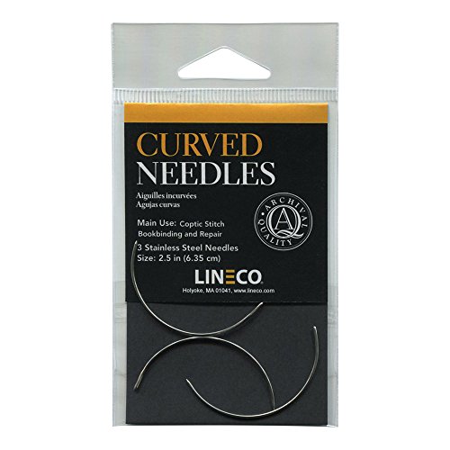 Lineco Stainless Steel Curved Needles for Book Binding and Repair, 2.5 inches, Pack of 3 (870-892), Silver