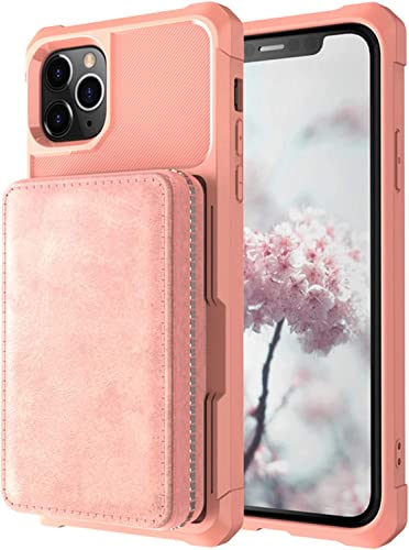 Étui iPhone 12 Pro Max KANUZ rose en cuir avec porte-cartes et protection intégrale antichoc