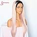SAPPHIREWIGS Long Dark Root Ombre Pink Color Heat Resistant Hair High Density Blogger Celebrity Daily Makeup Synthetic Lace Front Wedding Party Wigs