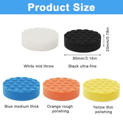 Image of STHIRA 5Pcs Car Polishers Honeycomb Polishing Pads 3'' Dia Car Polishing Sponges for Scratch Repair, Waxing & Mirror-Finish Restoration
