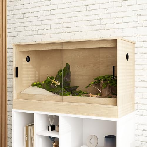 DAWNSPACES 47.2\" Small Animals Cage, Indoor Reptile Tank 110 Gallon,Wooden & Glass Tortoise Habitat Enclosure House,Reptile Terrarium for Lizard,Gecko,Turtle, Snake,Spider,Bearded Dragons