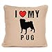 Spersonalizowany prezent dla psa - 'I Love My Pug' - poduszka z rurą z podkładką w zestawie - 45 x 45 cm.