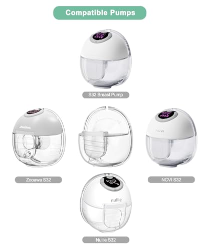 Image of Wearable Breast Pump Parts One Full Set Milk Collector Cup S32 Compatible with NCVI NICEGREEN Nuliie Zooawa Breast Pump Replacement Accessories, Flange 24mm, Extra Duckbill Valve&Diaphragm