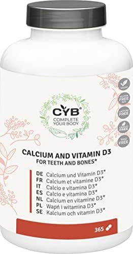 CYB Vitamin D3 2000 I.U. + K2 + Calcium - with 80µg Vitamin K2, 50µg Vitamin D3 and 500mg Calcium  Vegetarian Daily Supplement - 90 Tablets