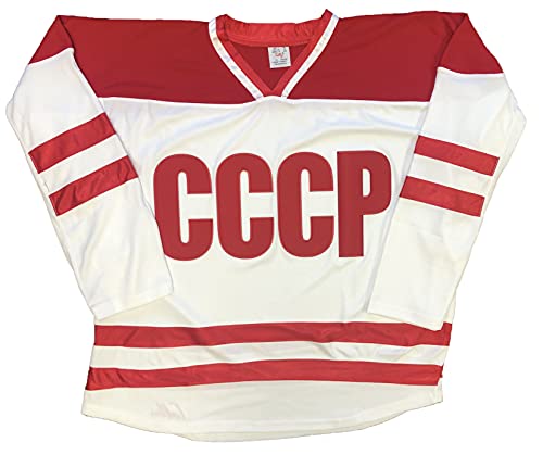 Tally CCCP Hockey Jerseys - We Customize with Your Name and Number (White, Adult Medium)