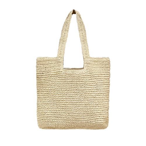 Straw Beach Bags for Women, Large Summer Boho Woven Tote Bag, Shoulder Handbags for Women for Beach Picnic Vacation