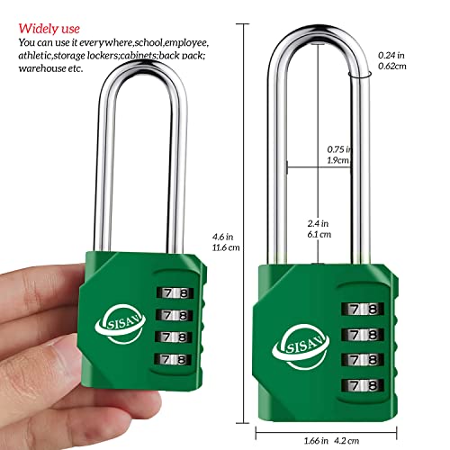 Image of Combination Lock 2.5 Inch Long Shackle 4 Digit Outdoor Combination Padlock for School Gym Locker,Sports Locker,Fence Gate,Gate,Hasps and Toolbox(Green,2 Pack)