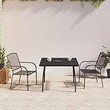 Owoxanthellate 3-TLG. Gartenmöbel Set Anthrazit 100 x 100 cm Tisch + 2 Stapel Stühle aus pulverbeschichtetem Stahl Modernes Design Robust und Langlebig für Balkon Terrasse und kleinen Garten