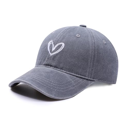 Unisex Vintage Washed Distressed Baseball Cap Twill Adjustable Dad Hat (Gray)
