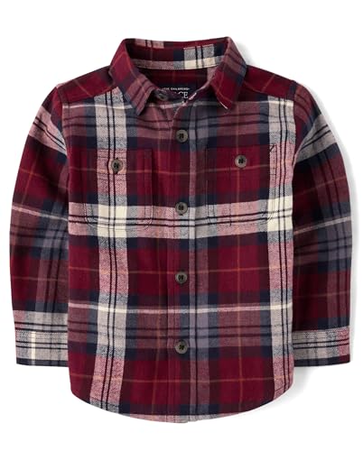 The Children's Place Baby Boys' and Toddler Long Sleeve Plaid Flannel Button Up Shirt