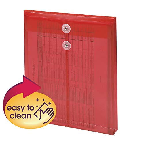 Smead Poly Envelope, 1-1/4" Expansion, String-Tie Closure, Top Load, Letter Size, Red, 5 Per Pack (89547) #TOP1